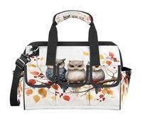 CURLYOOT Fall Owls On The Branch Tool Bag for Men and Women, 14.8inch Heavy Duty Tools Tote Organizer Bags, Waterproof Tool box Storage Bag with Adjustable Shoulder Strap
