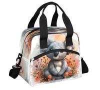 CURLYOOT Floral Animal Koala Insulated Lunch Bag for Women Men Adults, Lunch Box with Adjustable Shoulder Strap Reusable Lunch Tote Bag Cooler Bag for Work Picnic Camping