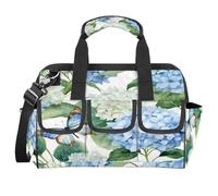 CURLYOOT Flower Hydrangea Flowers Tool Bag for Men and Women, 14.8inch Heavy Duty Tools Tote Organizer Bags, Waterproof Tool box Storage Bag with Adjustable Shoulder Strap
