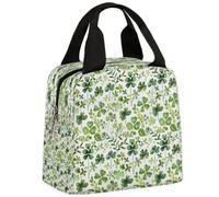 CURLYOOT Happy St. Patrick's Day Lunch Bag for Women and Men Green Clover Shamrock Lunch Tote Bag Reusable Lunch Box Insulated Cooler Bag for Work Picnic Travel Beach