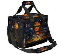 CURLYOOT Hot Air Balloons Landscape Large Reusable Lunch Bag for Women and Men, Insulated Leakproof Lunch Box for Picnic Hiking Beach, Freezable Cooler Tote Bag Organizer