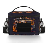 CURLYOOT Monster Truck Fire Tactical Lunch Bag Large Insulated Lunch Box for Women Men, Leakproof Cooler Bag with Shoulder Strap, Lunchbox for Work Picnic Travel