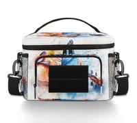 CURLYOOT Music Guitar with Butterfly Tactical Lunch Bag Large Insulated Lunch Box for Women Men, Leakproof Cooler Bag with Shoulder Strap, Lunchbox for Work Picnic Travel