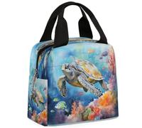 CURLYOOT Nautical Sea Turtles Beach Theme Lunch Bag for Women and Men Lunch Tote Bag Reusable Lunch Box Insulated Cooler Bag for Work Picnic Travel Beach