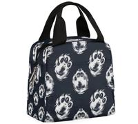 CURLYOOT Paw Print Lunch Bag for Women and Men Cute Animal Dog Footprint Lunch Tote Bag Reusable Lunch Box Insulated Cooler Bag for Work Picnic Travel Beach