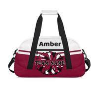 CURLYOOT Personalized Cheerleader Bag Dance Bag with Name Custom Duffel Bags Sport Gym Bag Travel Weekender Bag, White Red, L, Modern