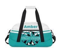 CURLYOOT Personalized Cheerleader Bag Dance Bag with Name Custom Duffel Bags Sport Gym Bag Travel Weekender Bag, White Light Blue, Large, Modern
