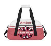 CURLYOOT Personalized Cheerleader Bag Dance Bag with Name Custom Duffel Bags Sport Gym Bag Travel Weekender Bag, Dark Pinks white, L, Modern