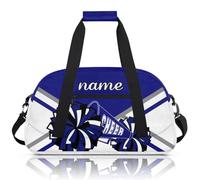 CURLYOOT Personalized Cheerleader Bag Dance Bag with Name Custom Duffel Bags Sport Gym Bags, Blue White, L, Modern