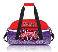 CURLYOOT Personalized Cheerleader Bag Dance Bag with Name Custom Duffel Bags Sport Gym Bags, Red Purple, L, Modern