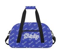 CURLYOOT Personalized Dance Bag with Name Custom Duffel Bags Sport Gym Bag Travel Weekender Bag, Blue White, Large, Modern