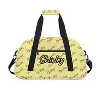 CURLYOOT Personalized Dance Bag with Name Custom Duffel Bags Sport Gym Bag Travel Weekender Bag, Cream, L, Modern