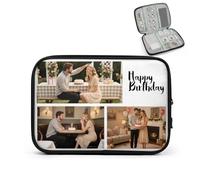 CURLYOOT Personalized Electronics Travel Organizer Case with Photos & Text, Custom Portable Cable Organizer Cord Storage Bag, Travel Electronic Accessories for Charger Phone SD Card