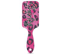 CURLYOOT Personalized Hair Brush Detangler Brush for Women, Custom Travel Hair Brushes with Name for All Hair Types, Leopard Theme Pinks