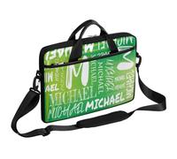CURLYOOT Personalized Laptop Sleeve Case with Name, Custom Initial Laptop Bag 13-14 inch Handbag Waterproof Messenger Shoulder Bag Computer Carrying Bag, Green