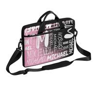 CURLYOOT Personalized Laptop Sleeve Case with Name, Custom Initial Laptop Bag 13-14 inch Handbag Waterproof Messenger Shoulder Bag Computer Carrying Bag, Pinks Black Print