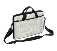 CURLYOOT Personalized Laptop Sleeve Case with Name, Custom Laptop Bag 13-14 inch Handbag Waterproof Messenger Shoulder Bag Computer Carrying Bag, Gray Beige