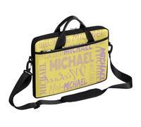 CURLYOOT Personalized Laptop Sleeve Case with Name, Custom Laptop Bag 13-14 inch Handbag Waterproof Messenger Shoulder Bag Computer Carrying Bag, Yellow Purple