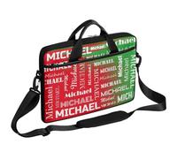 CURLYOOT Personalized Laptop Sleeve Case with Name, Custom Name Laptop Bag 13-14 inch Handbag Waterproof Messenger Shoulder Bag Computer Carrying Bag, Dark Red Green