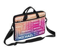 CURLYOOT Personalized Laptop Sleeve Case with Name, Custom Name Laptop Bag 13-14 inch Handbag Waterproof Messenger Shoulder Bag Computer Carrying Bag, Red Navy