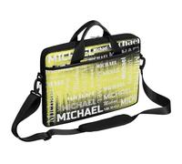 CURLYOOT Personalized Laptop Sleeve Case with Name, Custom Name Laptop Bag 13-14 inch Handbag Waterproof Messenger Shoulder Bag Computer Carrying Bag, Yellow Black