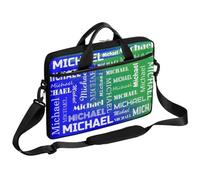 CURLYOOT Personalized Laptop Sleeve Case with Name, Custom Name Laptop Bag 13-14 inch Handbag Waterproof Messenger Shoulder Bag Computer Carrying Bag, Dark Green Blue