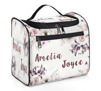 CURLYOOT Personalized Large Travel Toiletry Bag for Women Men, Custom with Name Cosmetic Bag Travel Hanging Toiletry Organizer Makeup Bag, Dark Purple, Personalized
