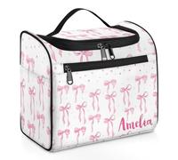 CURLYOOT Personalized Large Travel Toiletry Bag for Women Men, Custom with Name Cosmetic Bag Travel Hanging Toiletry Organizer Makeup Bag, Purple Pinks, Personalized