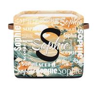 CURLYOOT Personalized Name Cube Storage Bin, 13 Inch Collapsible Fabric Storage Cube Bin with Handles, Custom Foldable Baskets for Shelves Closet Organizer, Japanese Blossom Flowers