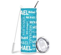 CURLYOOT Personalized Tumblers with Name, Custom Name Stainless Steel Insulated Tumbler Travel Cup with Lid and Straw, 20oz Double Wall Coffee Cup for Women Men Gifts, Blue Glitter