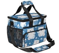 CURLYOOT Polar Bear Large Reusable Lunch Bag for Women and Men, Insulated Leakproof Lunch Box for Picnic Hiking Beach, Freezable Cooler Tote Bag Organizer