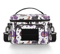 CURLYOOT Purple Pumpkin Cats Tactical Lunch Bag Large Insulated Lunch Box for Women Men, Leakproof Cooler Bag with Shoulder Strap, Lunchbox for Work Picnic Travel