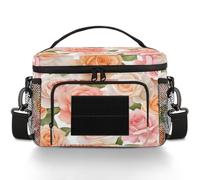CURLYOOT Rose Blossom Floral Colorful Tactical Lunch Bag Large Insulated Lunch Box for Women Men, Leakproof Cooler Bag with Shoulder Strap, Lunchbox for Work Picnic Travel