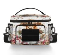 CURLYOOT Rustic Xmas Highland Cow Tactical Lunch Bag Large Insulated Lunch Box for Women Men, Leakproof Cooler Bag with Shoulder Strap, Lunchbox for Work Picnic Travel