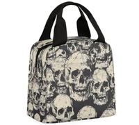CURLYOOT Skeleton Goth Gothic Skull Lunch Bag for Women and Men Lunch Tote Bag Reusable Lunch Box Insulated Cooler Bag for Work Picnic Travel Beach