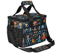 CURLYOOT Skull Head and Guitar Large Reusable Lunch Bag for Women and Men, Insulated Leakproof Lunch Box for Picnic Hiking Beach, Freezable Cooler Tote Bag Organizer