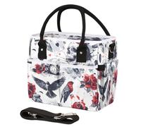 CURLYOOT Skull Head With Rose Insulated Lunch Bag for Women Men Adults, Lunch Box with Adjustable Shoulder Strap Large Lunchs Tote Bag for Work Picnic Camping