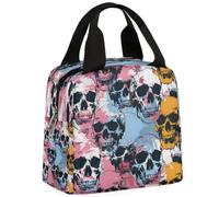CURLYOOT Skull Pattern Lunch Bag for Women and Men Lunch Tote Bag Reusable Lunch Box Insulated Cooler Bag for Work Picnic Travel Beach