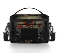 CURLYOOT Skull Rose Flower Cool Tactical Lunch Bag Large Insulated Lunch Box for Women Men, Leakproof Cooler Bag with Shoulder Strap, Lunchbox for Work Picnic Travel