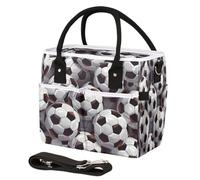 CURLYOOT Soccer Ball Football Insulated Lunch Bag for Women Men Adults, Lunch Box with Adjustable Shoulder Strap Large Lunchs Tote Bag for Work Picnic Camping