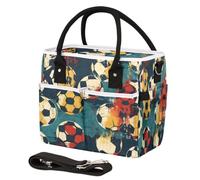 CURLYOOT Soccer Ball Insulated Lunch Bag for Women Men Adults, Lunch Box with Adjustable Shoulder Strap Large Lunchs Tote Bag for Work Picnic Camping