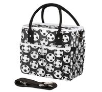 CURLYOOT Soccer Ball Insulated Lunch Bag for Women Men Adults, Soccer Lunch Box with Adjustable Shoulder Strap Large Lunchs Tote Bag for Work Picnic Camping