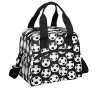 CURLYOOT Soccer Ball Insulated Lunch Bag for Women Men Adults, Soccer Lunch Box with Adjustable Shoulder Strap Reusable Lunch Tote Bag Cooler Bag for Work Picnic Camping