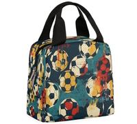 CURLYOOT Soccer Ball Lunch Bag for Women and Men Lunch Tote Bag Reusable Lunch Box Insulated Cooler Bag for Work Picnic Travel Beach