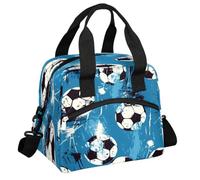 CURLYOOT Soccer Ball Print Insulated Lunch Bag for Women Men Adults, Lunch Box with Adjustable Shoulder Strap Reusable Lunch Tote Bag Cooler Bag for Work Picnic Camping