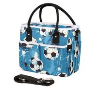 CURLYOOT Soccer Ball Print Insulated Lunch Bag for Women Men Adults, Lunch Box with Adjustable Shoulder Strap Large Lunchs Tote Bag for Work Picnic Camping