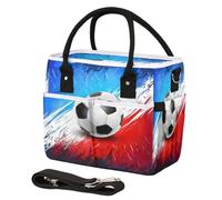 CURLYOOT Sport Soccer Ball Football Insulated Lunch Bag for Women Men Adults, Lunch Box with Adjustable Shoulder Strap Large Lunchs Tote Bag for Work Picnic Camping