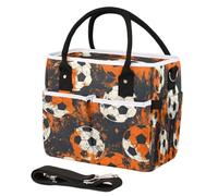 CURLYOOT Sport Soccer Ball Insulated Lunch Bag for Women Men Adults, Lunch Box with Adjustable Shoulder Strap Large Lunchs Tote Bag for Work Picnic Camping