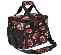 CURLYOOT Sports Rugby Football Large Reusable Lunch Bag for Women and Men, Insulated Leakproof Lunch Box for Picnic Hiking Beach, Freezable Cooler Tote Bag Organizer