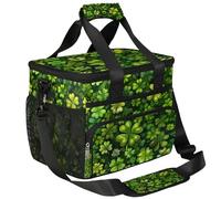 CURLYOOT St. Patrick's Day Clover Large Reusable Lunch Bag for Women and Men, Green Clover Insulated Leakproof Lunch Box for Picnic Hiking Beach, Freezable Cooler Tote Bag Organizer